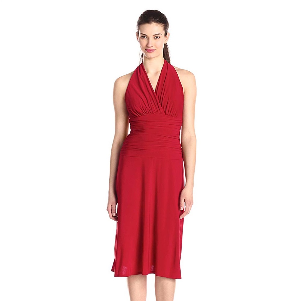 Nine West Halter Ruched Waist Madelyn Dress